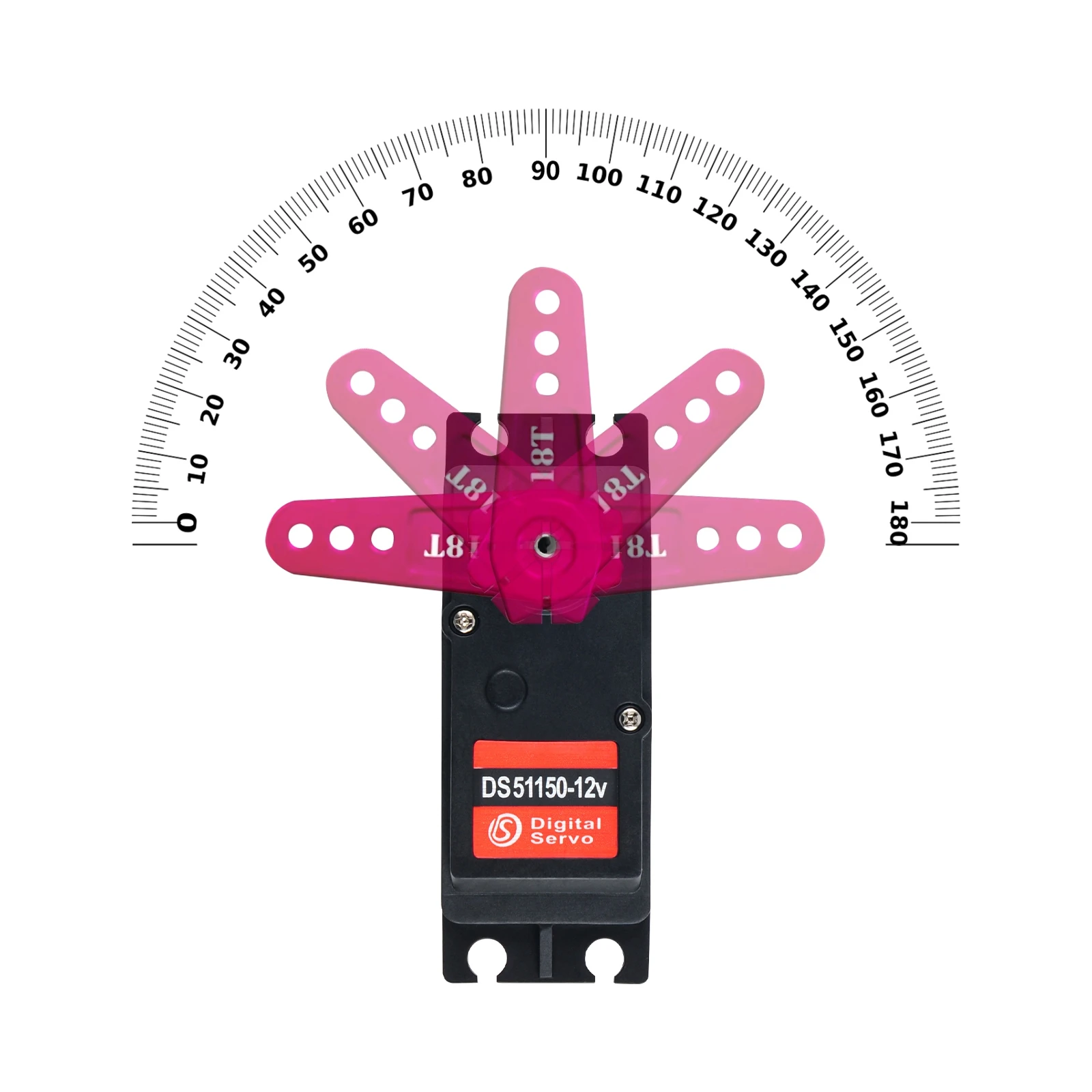 150KG 12V DS51150 Digital Metal Robotic Servo 180/270 Degree Waterproof IP66  with 25T Servo Arm