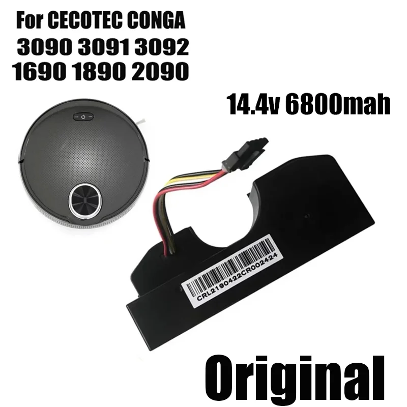 

CECOTEC-Robot Vacuum Cleaner Battery Pack, Acessórios de substituição, 14,4 volts, 6800mAh, 3090, 3091, 3092, 1690, 1890, 2090,