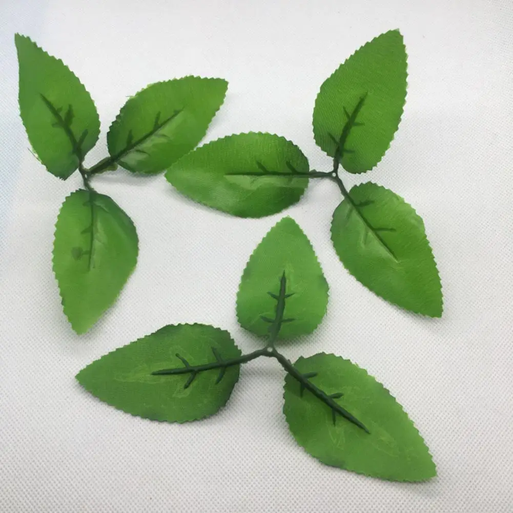 20Pcs Simulation Plants Easy Care Anti-fall Decorate Natural Color Trident Leaf Simulated Artificial Green Plants Home Supply