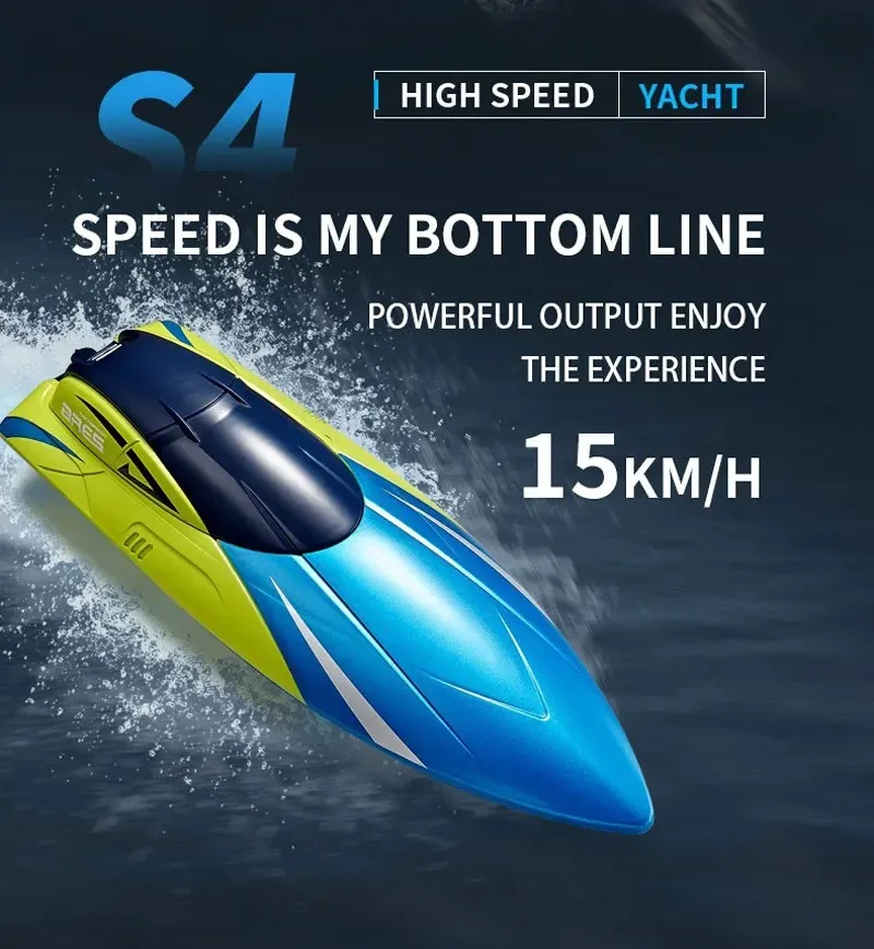 2.4G Remote Control Boat Double Rudder Motor Waterproof ABS High Speed Speedboat S4 Boy Toy Remote Control Speedboat Gift