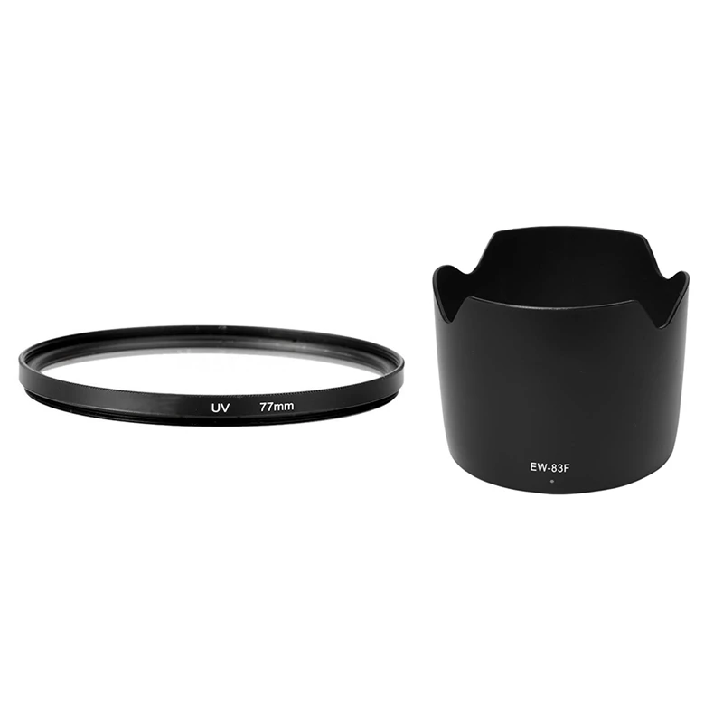 77Mm UV Ultra-Violet Filter Lens & Dedicated (Bayonet) Lens Hood, For Canon 24-70 F/2.8L USM Lens ( For Canon EW-83F)