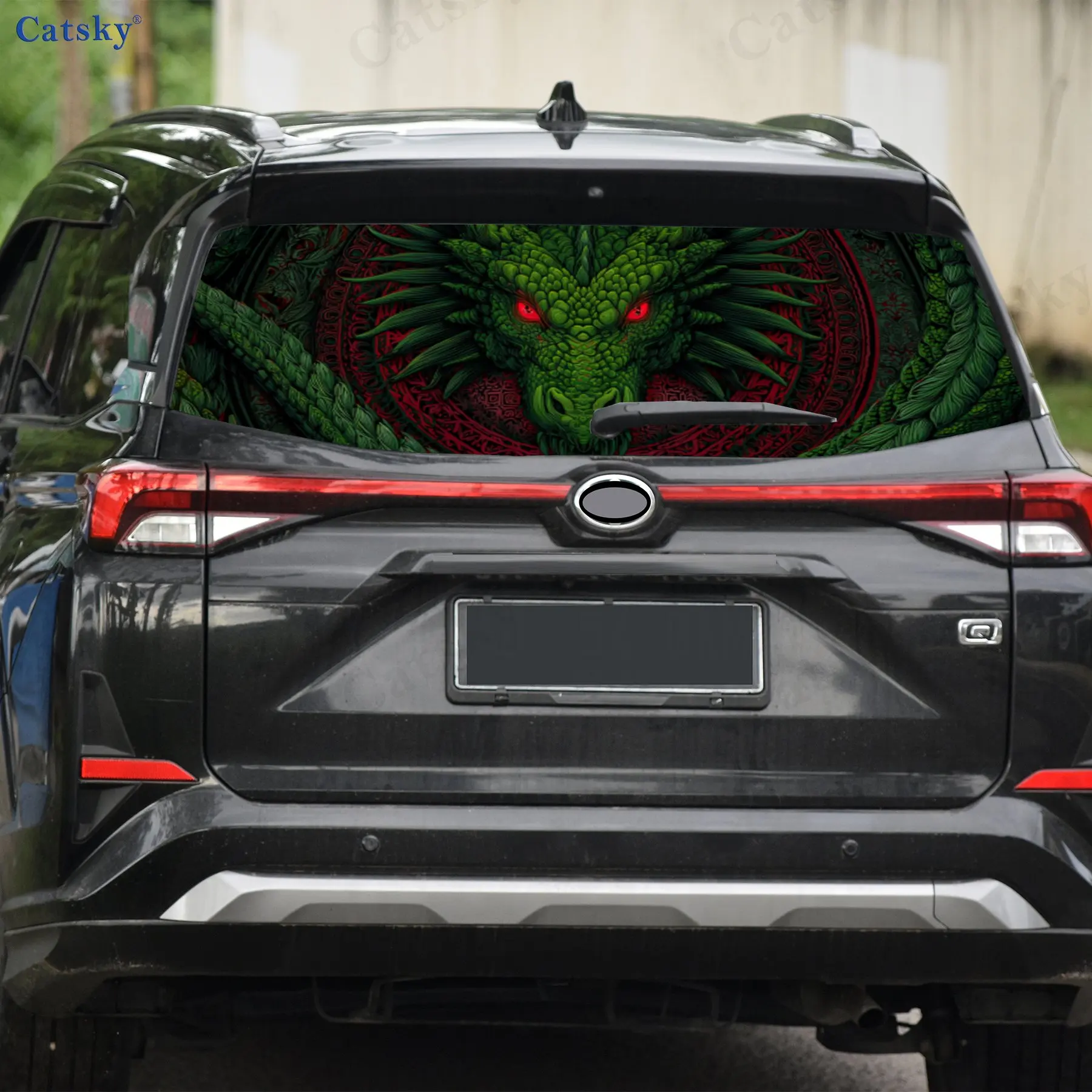 Autocollant de fenêtre arrière de voiture Dragon vert classique et maléfique, autocollant d'enveloppe en vinyle auto-adhésif imperméable et anti-rayures, décoration automobile