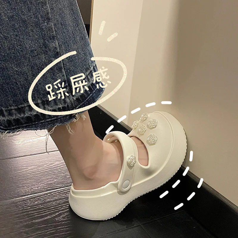 2023 New Thick Hole Shoes Suitable Outdoor Beach Slippers Fashion EVA Anti Slip Baotou Slippers Indoor Summer Women Slippers