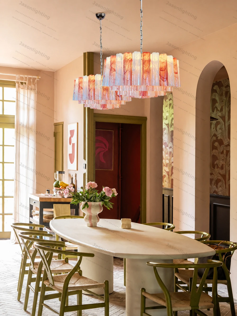 Pink Romance Glass Colletion Gold Silver Chandeliers