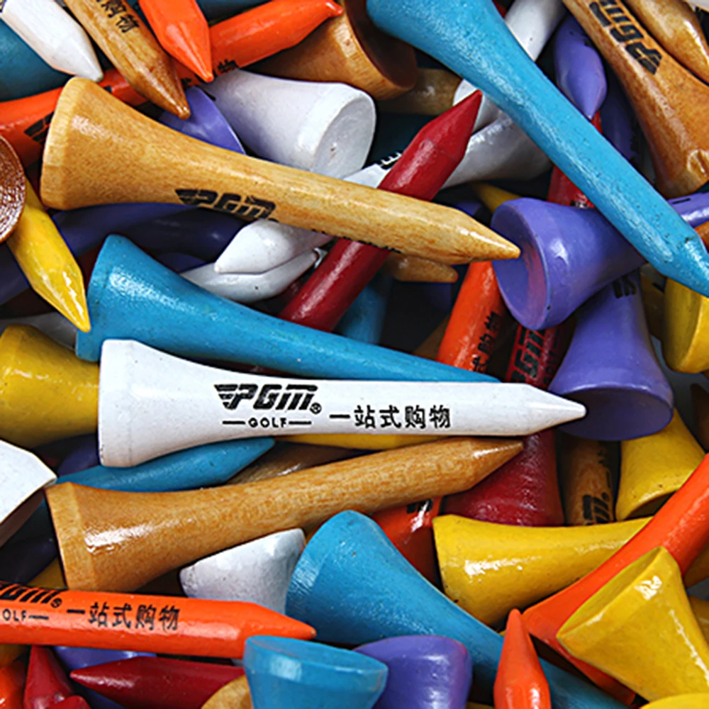 50Pcs PGM New Golf Tee QT003 Wooden Ball Holder Durable EcoFriendly Portable Range Tournament Training 42/54/70mm Random Color