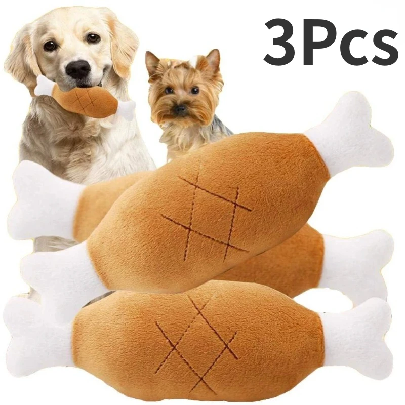 Dog Squeaky Toy Chicken Legs Bone Shape Pet Dog Plush Toy for Small Medium Large Dogs and Cats  juguetes para perros