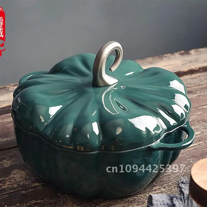 Pumpkin Enamel Stew Sets of Pot and Pans Iron Casserole Pots for Kitchen Glass Pan for Cooking Kitchenware Set Non Stick Food