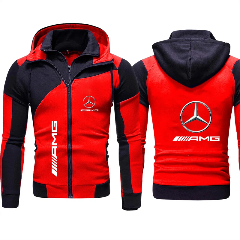 Men\'s Mercedes-Benz Motorcycle Jacket 2024 New Trendy Zipper Hoody Sweatshirt Casual Pullover Sportswear Mercedes-Benz Coat Tops