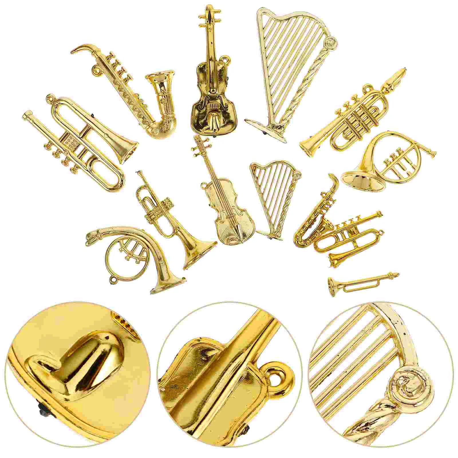 Musical Instrument Pendant Instruments Mini Christmas Tree Golden Kit Lyre Harp