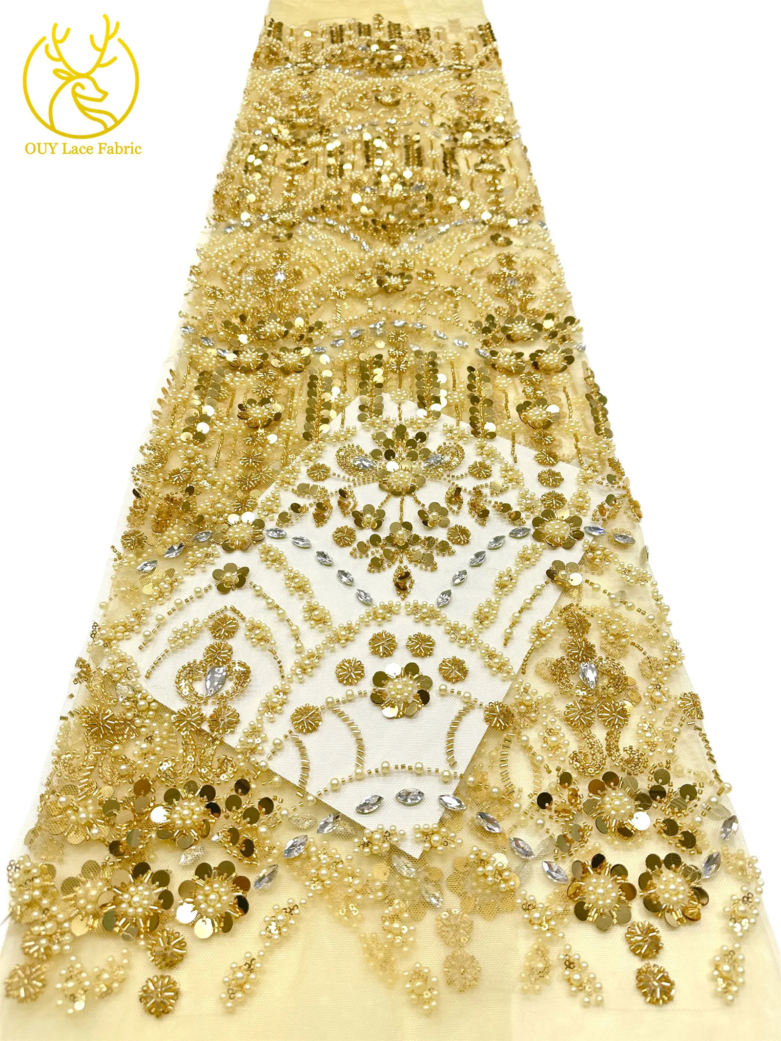 Afrikanischer Spitzenstoff in Traubenlila, französische Pailletten, bestickte Spitze, glitzernde Strass-Spitze für Brautkleider zum Nähen – Detail 15