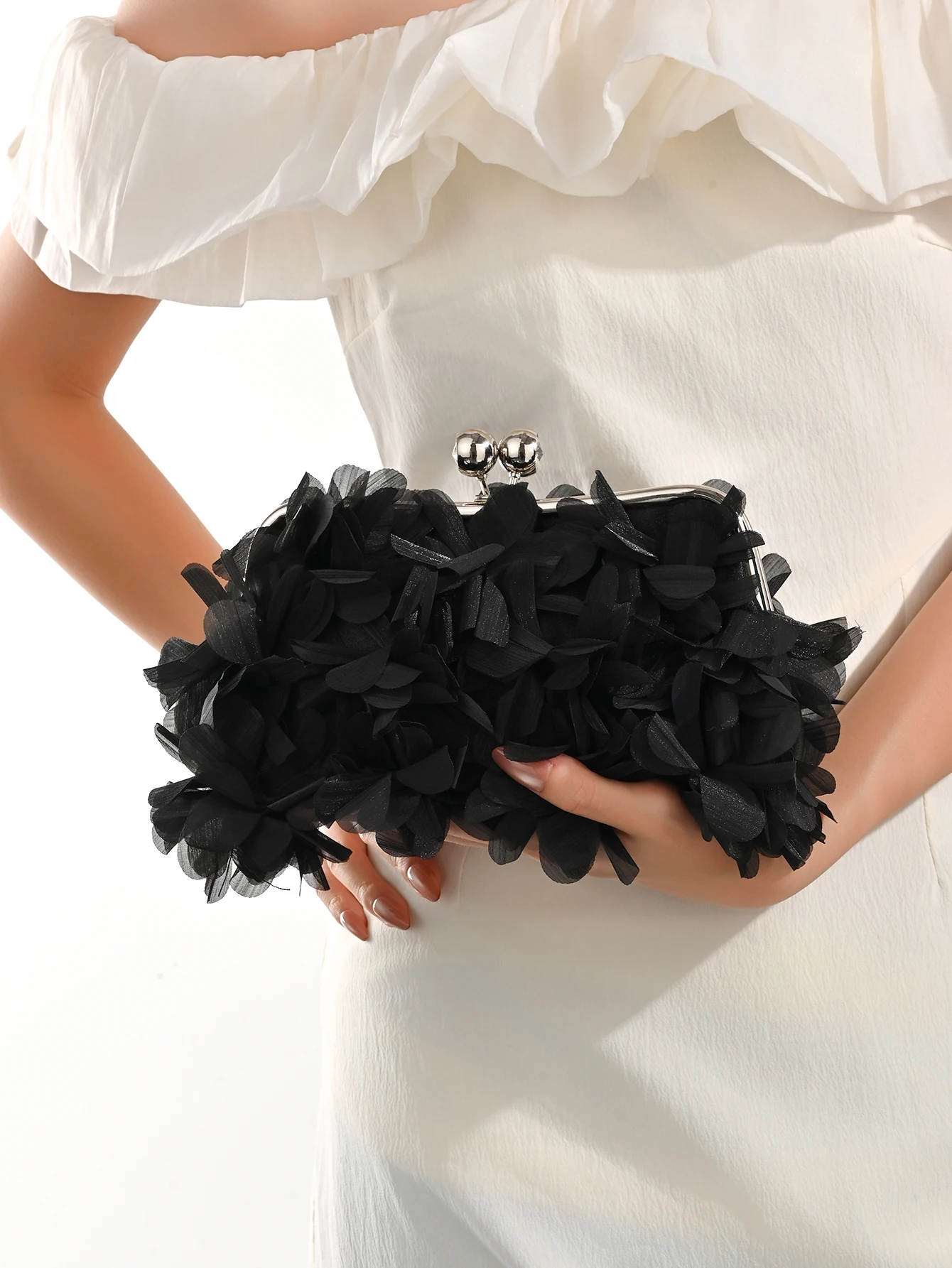 

Клатч с 3D цветочным декором, элегантный кошелек с шелковой аппликацией для ужина для свадебной вечеринки, выпускного банкета - идеально подходит для свадьбы, вечеринки