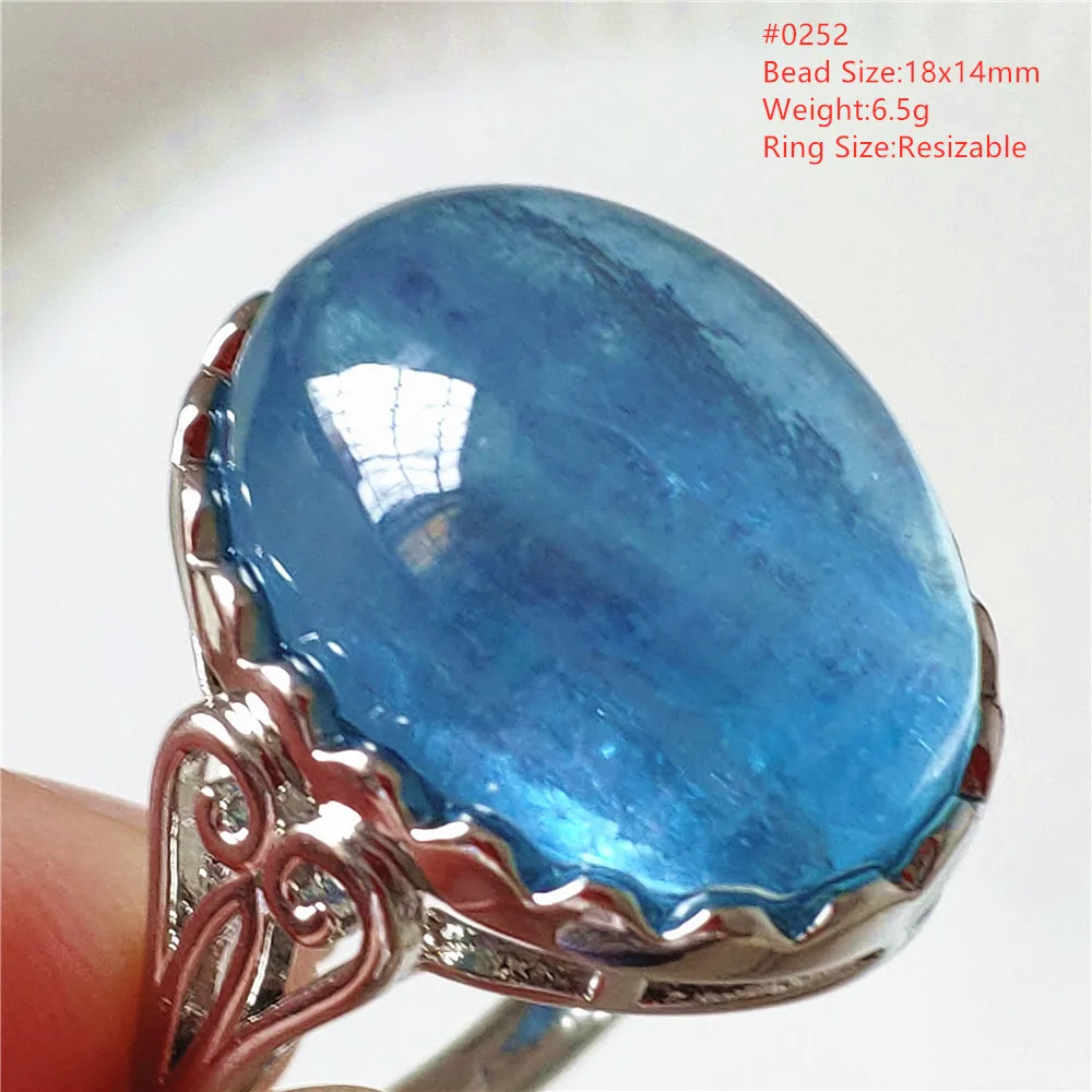 

Natural Blue Aquamarine Oval Adjustable Ring 17.5/13.5/9.3mm 925 Sterling Silver Aquamarine Ring Fashion AAAAAA