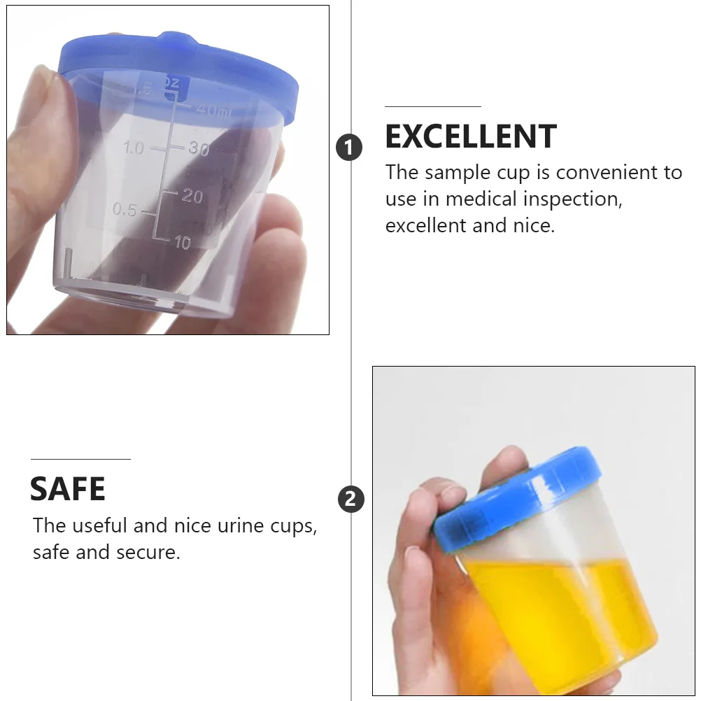 

5Pcs Urine Sampling Cup Secure Lid for Clinical Diagnosis Laboratory Sample Storage Container Plastic Urine Cups