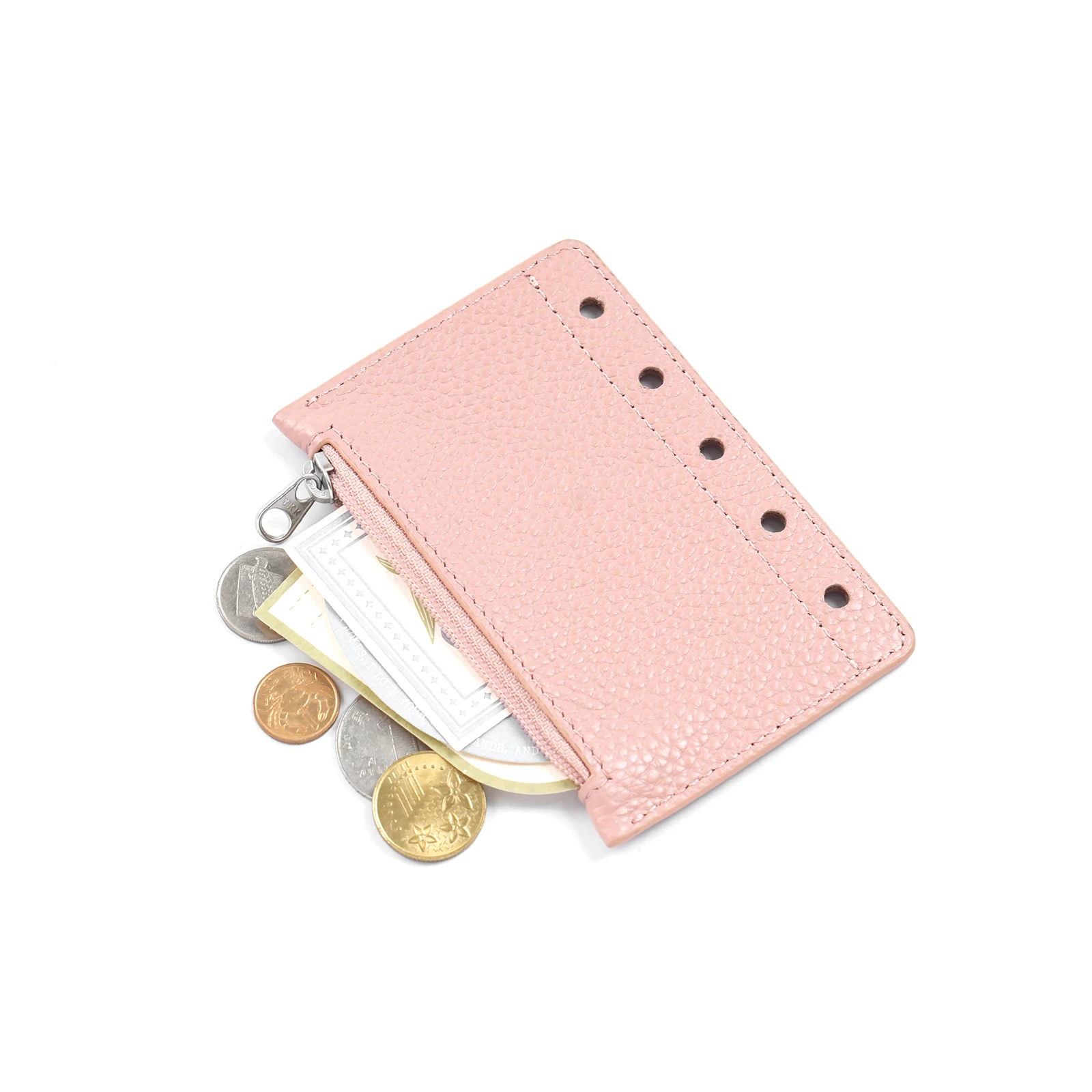 Moterm Zipper Flyleaf for A8 Size Ring Planner Genuine Pebbled Grain Leather Divider Coin Storage Bag Notebook Accessory