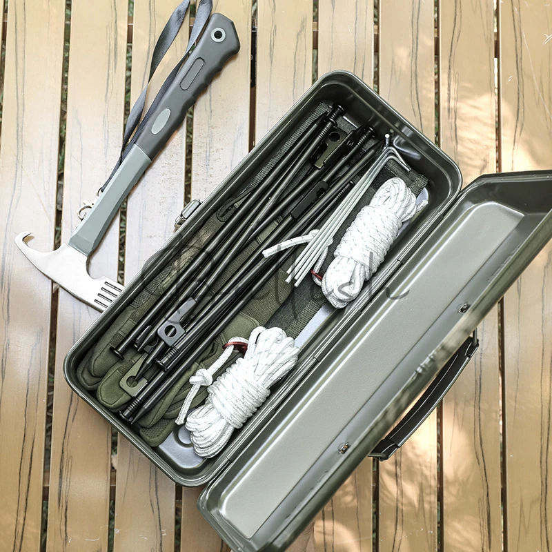 Small iron box Metal tool Camping storage Household Iron sheet Hardware Iron