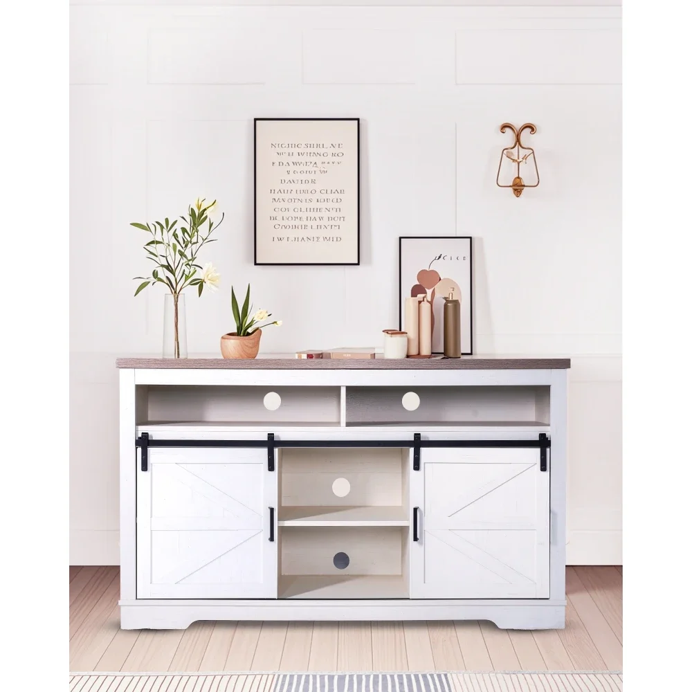 

TV Stand for 65+ Inch TV,33" Tall Highboy Entertainment Center w/Sliding Barn Door,Rustic Media Console w/Storage Shelves