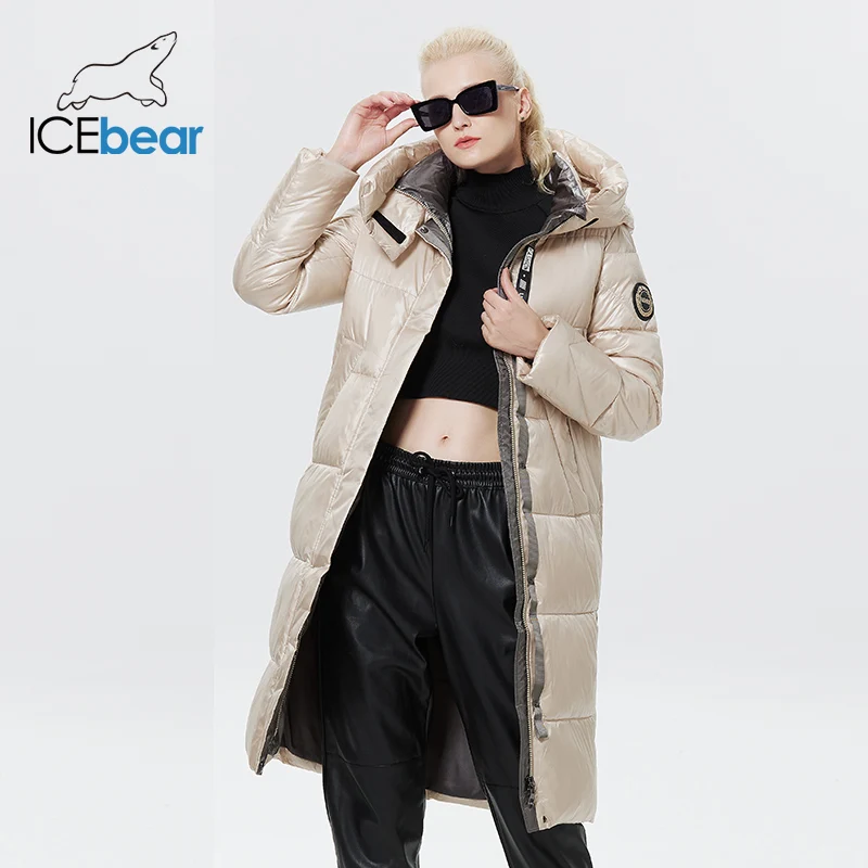 ICEbear 2023 Winter Fashionable Jacket Women\'s Hooded Warm Parkas Bio Fluff Parka Hight Quality Female Quilted Coat  GWD20155D