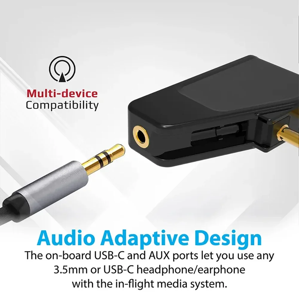 Headset Bluetooth 5.3, adaptor penerbangan pesawat terbang A2DP pemancar nirkabel untuk Parrot Zik 1.0 2.0 3.0