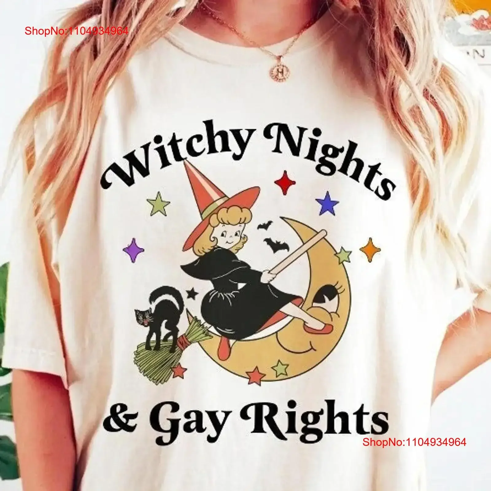 قميص ليالي ساحرة وحقوق المثليين lgbtq للهالوين مثليه ثنائي الجنس كوير عبر فخر عتيق مغسول وجيد التهوية وناعم قليلاً #1