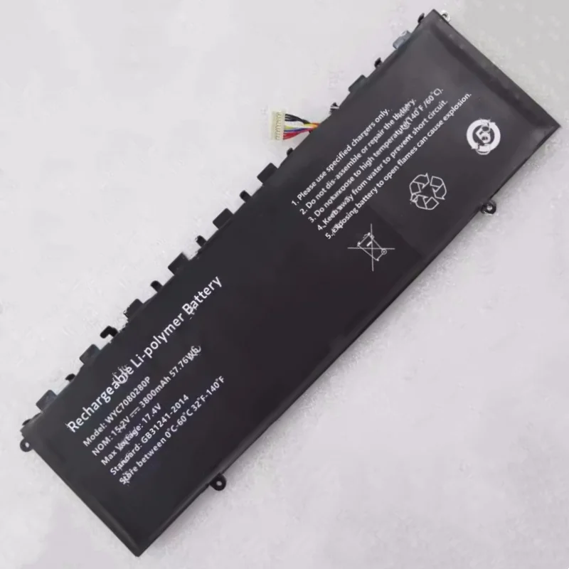 New WYC7080280P 15.2V 3800mAh 57.76Wh Laptop Battery 10-pin 9-wire For Crelander DS16 Netbook