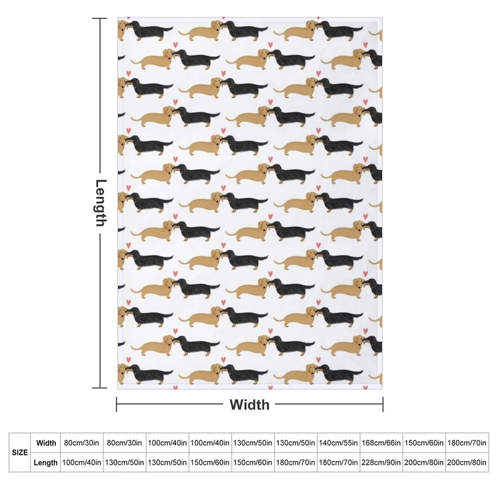 Dachshunds Love Dogs with Heart Cute Wiener Dogs Throw Blanket sofa bed Blankets For Sofas Single valentine gift ideas Blankets