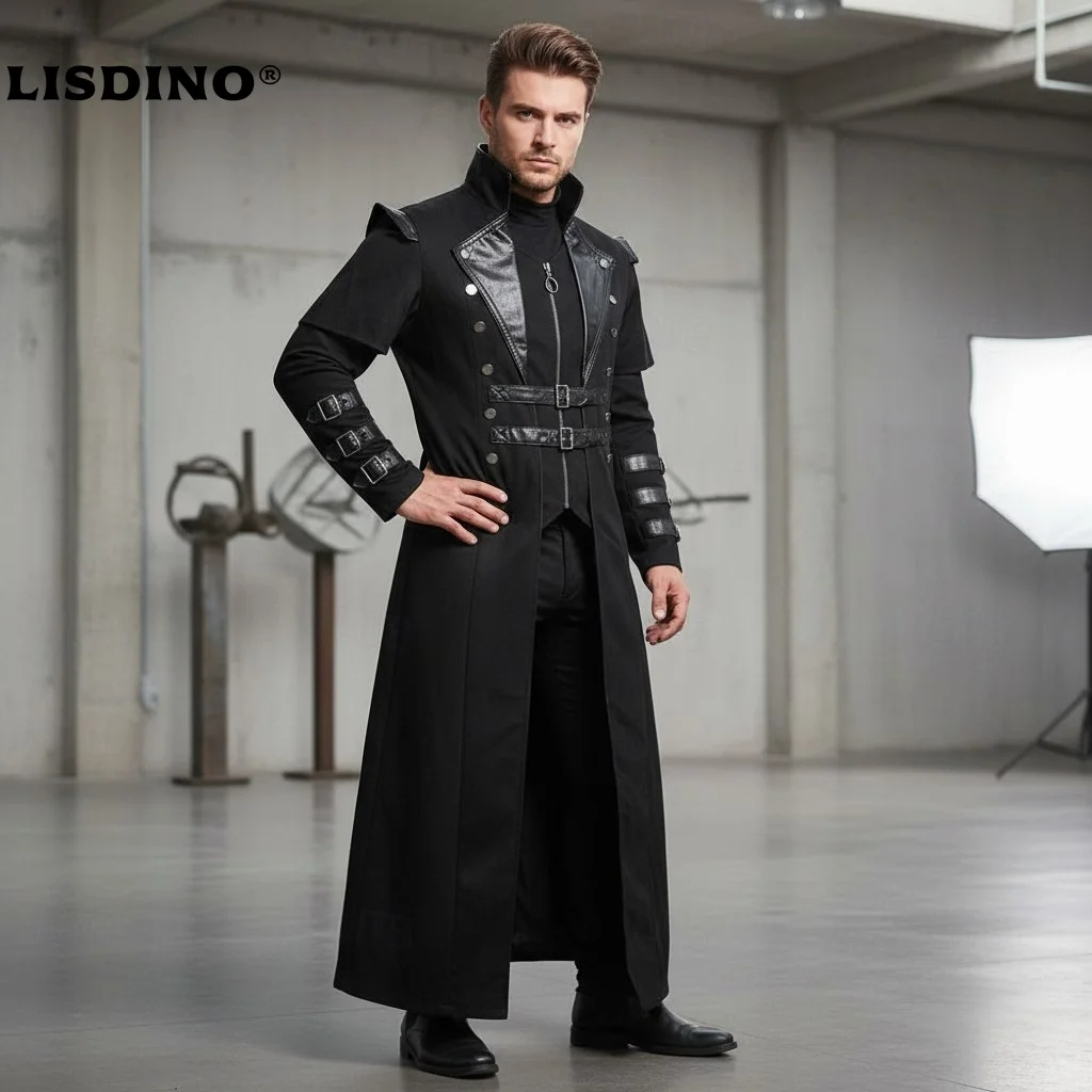 

1Retro Vintage Punk & Gothic Steampunk Coat Trench Coat Outerwear Vampire Nobleman Fancy Dress Men's Halloween Carnival