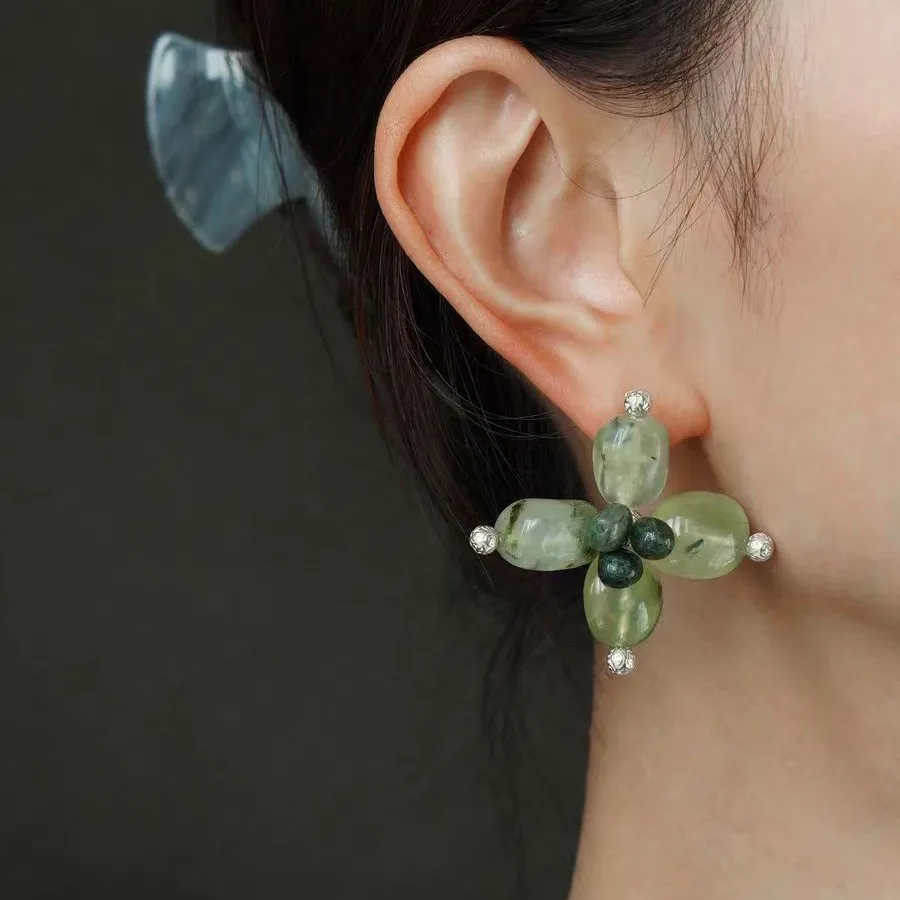 

Spring Summer New Arrival Long Necklace Retro Pendant Versatile Temperament Niche Design Earrings Stone Knot Earrings Jewelry