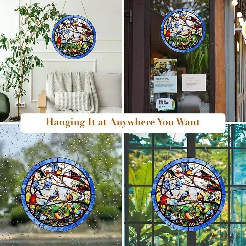 2D Flat 1pc Suncatcher Light Catcher Circular Round Modern Art for Living Room, Office Lobby, Studio, Wall Decor Acrylic Sign view 5