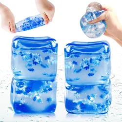 Mini 5*5cm Ice Cube Pinch Toy Stress Relief Tofu Shape Transparent Ice Block Mochi Sensory Toy Children