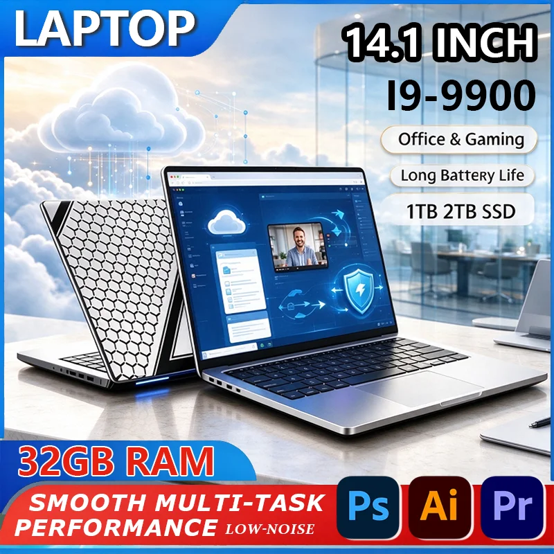 Core i9-9900 Business Laptops Notebook PC 14.1 Intel Ultra Slim Laptop 32GB RAM 1TB 2TB SSD For Office Games Computer Windows