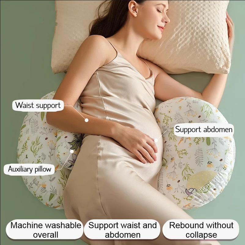 Almohada para embarazadas Almohada de maternidad para el embarazo, embarazo y maternidad cojín suave en forma de U para la cintura, ropa de cama para dormir, almohadas de lactancia lavables a máquina