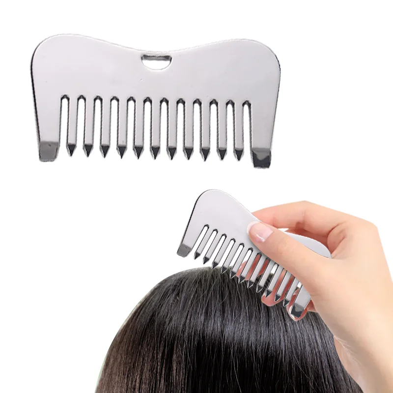 1pc Metal Massage Comb - Wide-tooth Arc-shaped Comb Body - Meridian Head Massage Comb - Head Care Massage Tool