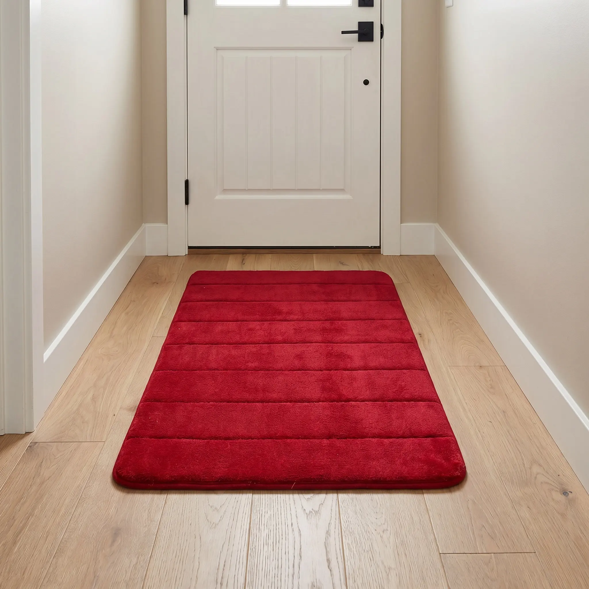 Thick Memory Foam Door Mat Non-Slip Absorbent Bathroom Rug Warm Color Design Comfortable Foot Red Floor Mat