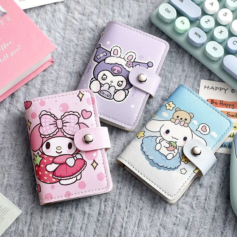 Cartoon Sanrio Kuromi przenośny torba na karty Cinnamoroll moja melodia dziewczynka duża pojemność 22 pozycji karty identyfikator karta pamięci