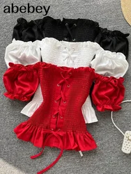 Girls Short Sleeve Tops 2026 Women Fashion New Sexy Short Crop Holiday Solid Color Casual Blouse L861
