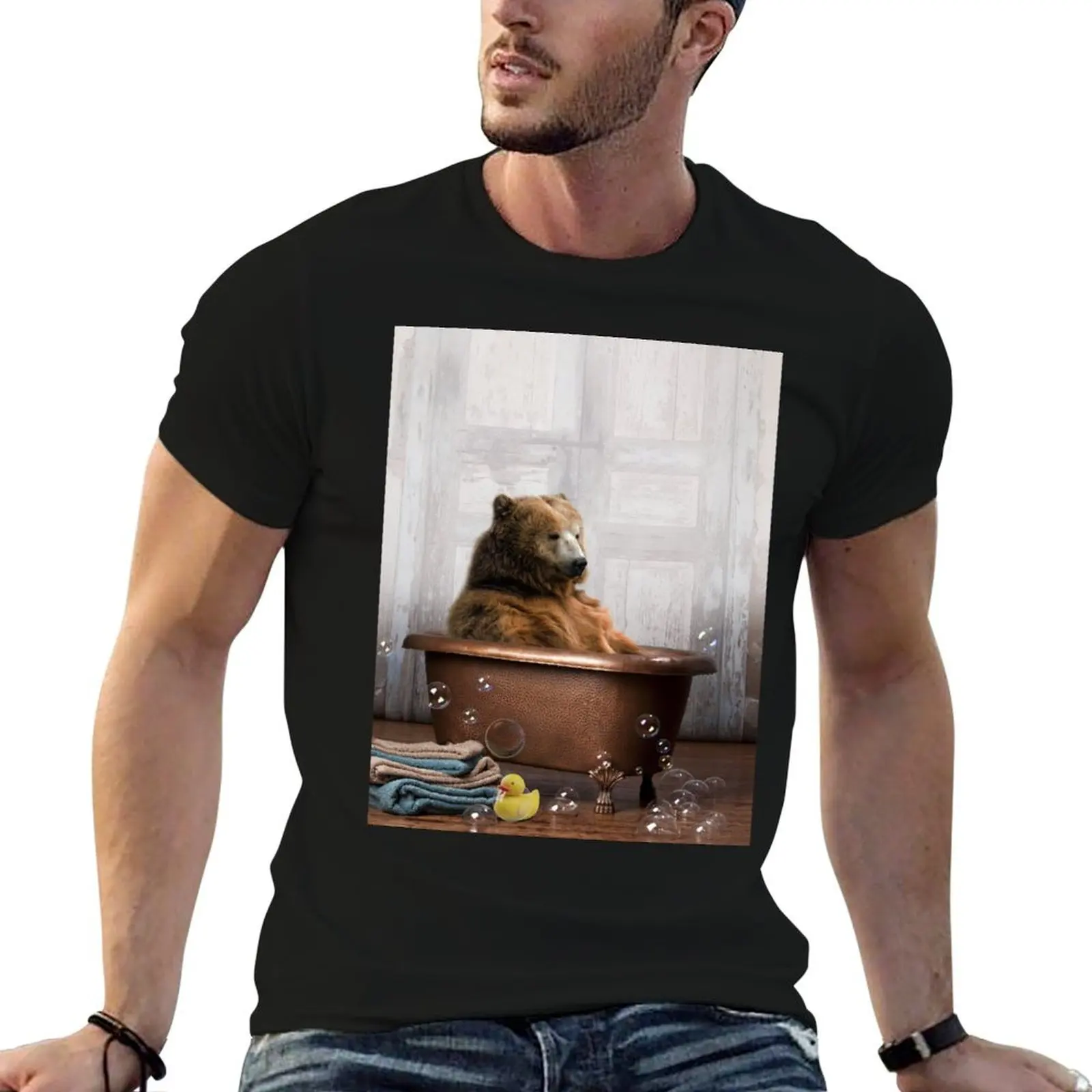 Bear in Bathtub T-Shirt Performance Workout Short Sleeve Tee