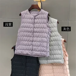 New Wave Warm Down Vest Jas Herfst Winter Vrouwen Licht Dunne Witte Eendendons Vest Jas Dames Mouwloze Korte Tank Parka's