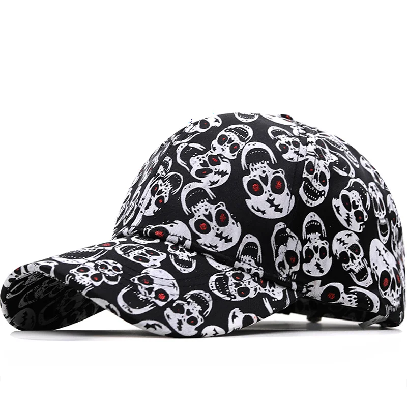 

New Men Women 3D Skull printing SunShade Baseball Cap Snapback Summer Outdoor Sport Sunscreen Hip Hop Adjustable Cotton Hats