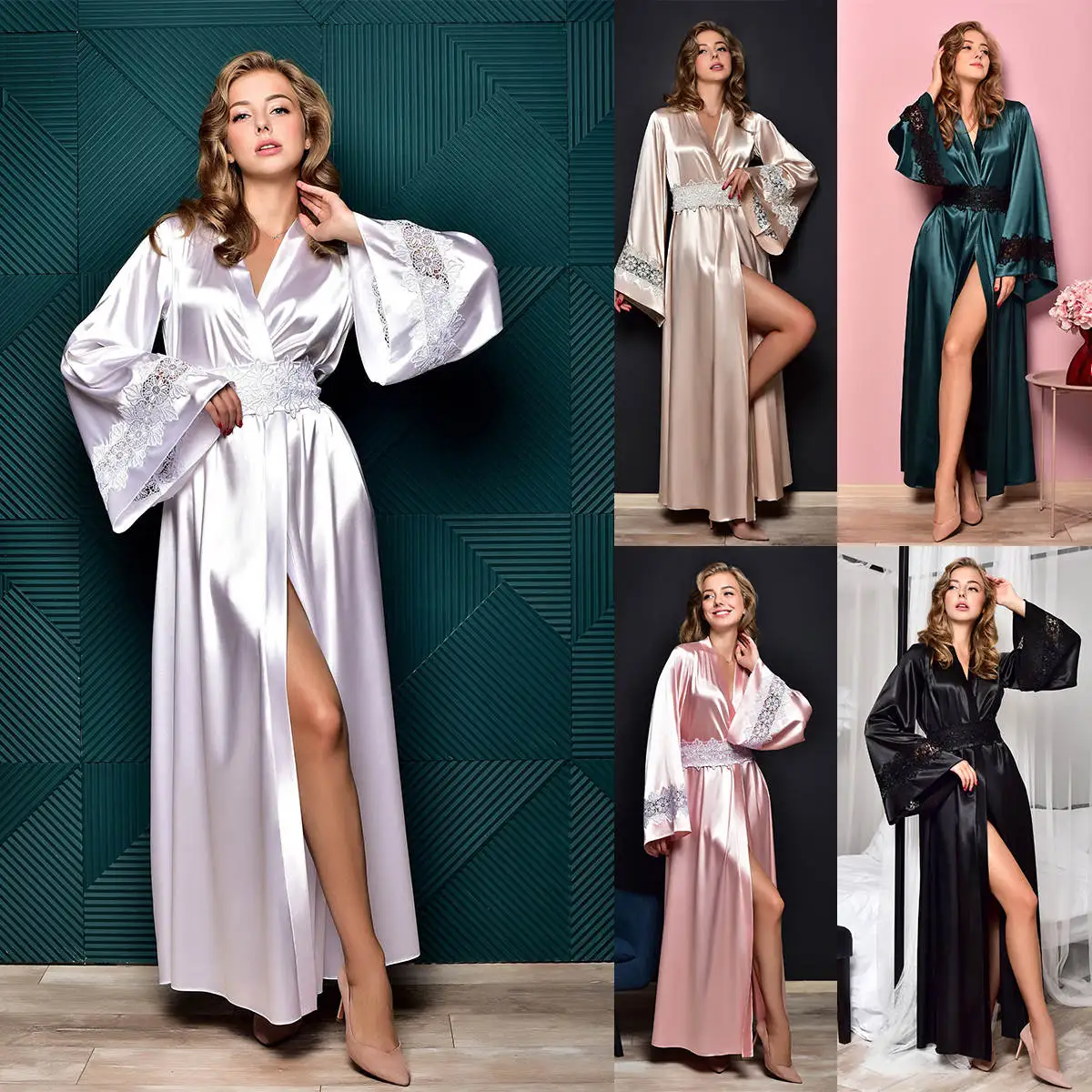 New Design Women Bathrobe Loungewear Home Clothes Female Party Sleepwear Rayon Silk Long Sleeve Nightgowns Customized