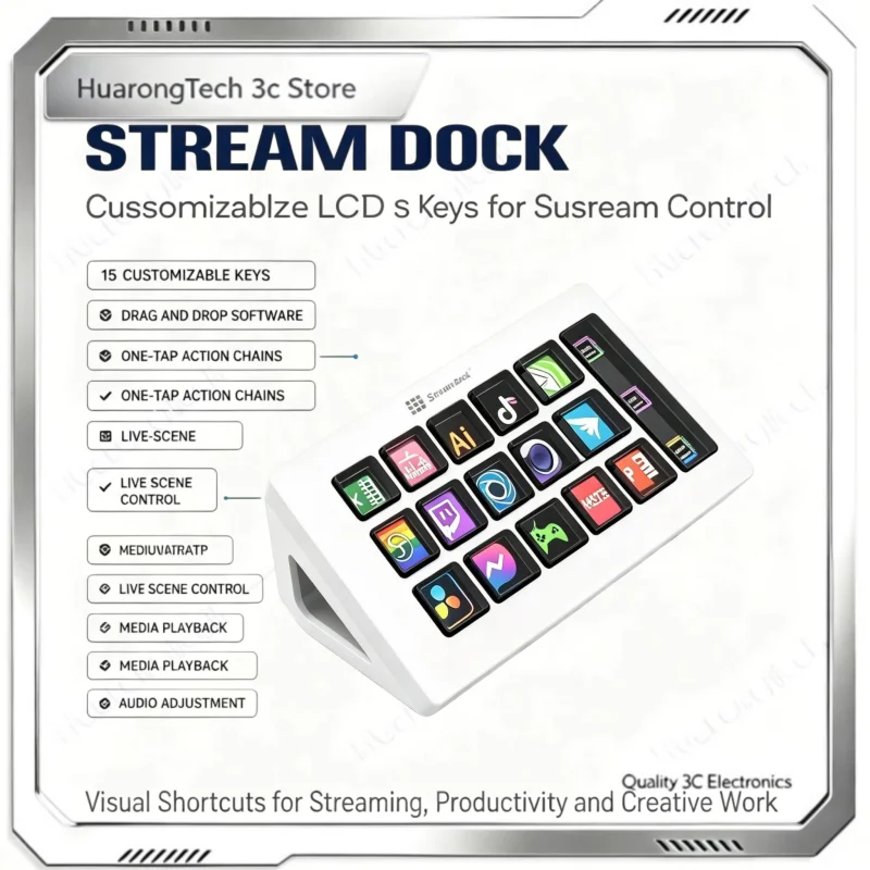Mirabox 293S Stream Deck Mini 10 LCD Macro Keyboard for YouTube Programmable Hotkey Studio Controller for Live Stream Video