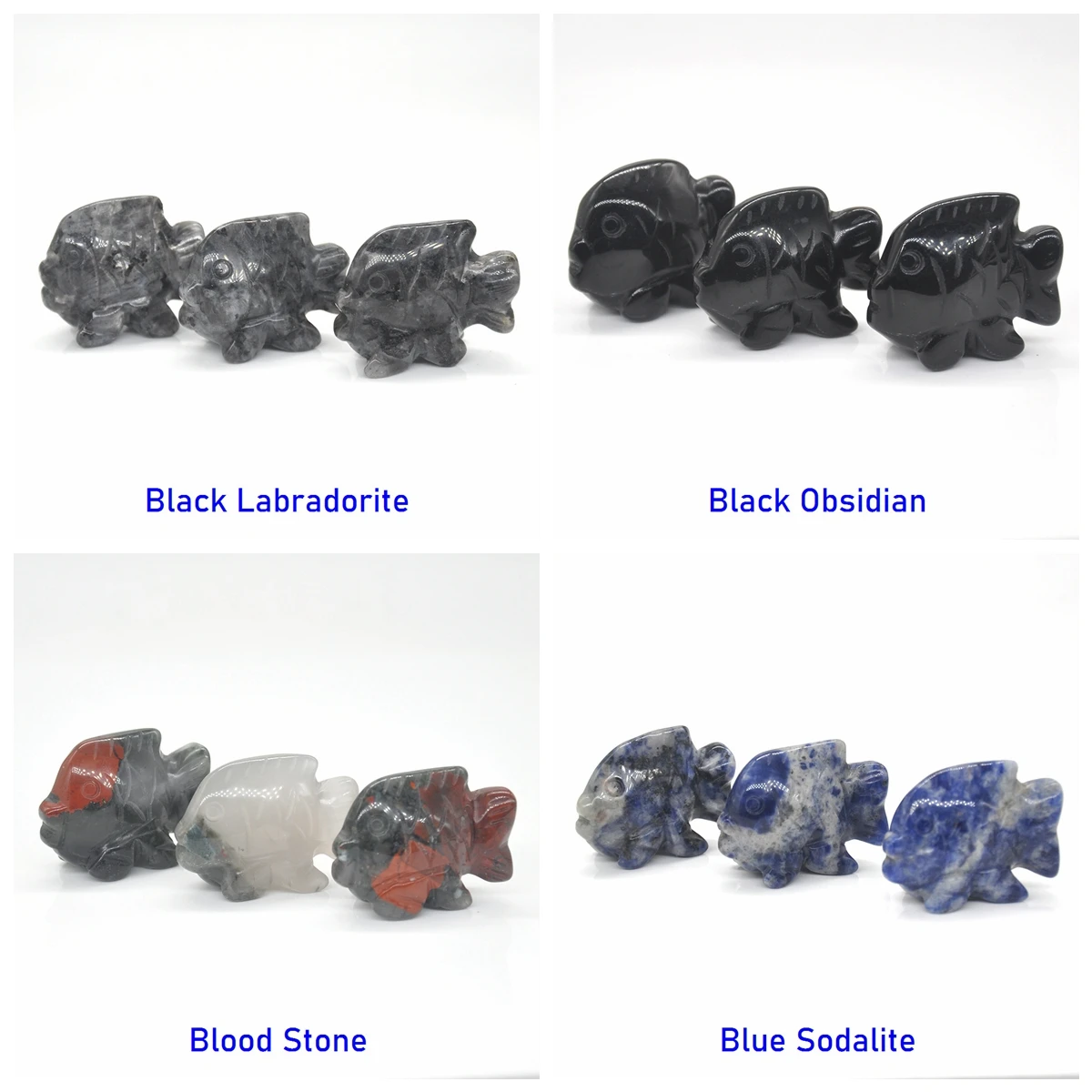 1.5インチの天然宝石の魚の像,癒しのためのクリスタルの装飾,レイキの動物の置物,彫刻が施された石,卸売