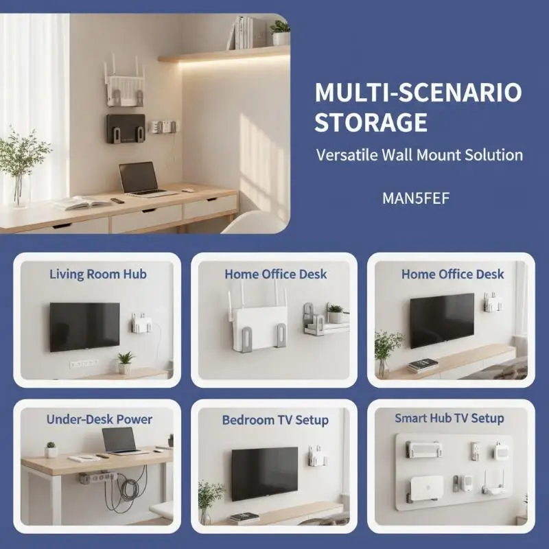 【AB1】2Pcs Self-Adhesive No-Drill Wall Mount Holder Universal Router Power Storage Rack for Bedroom Living Room Organization{H}