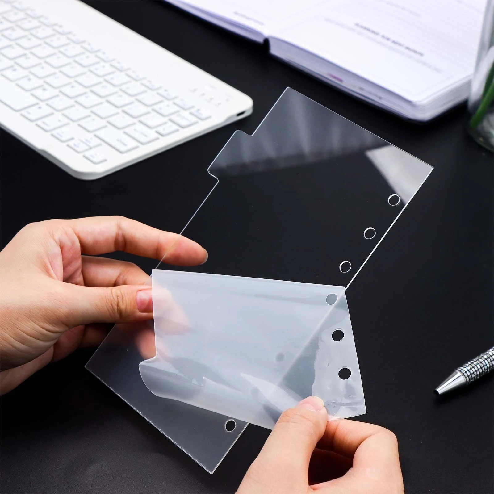 A5A7A7 6Pcs Transparent Acrylic Index Divider Page Loose leaf Index Page Replacement Core Ultra Transparent 6 Ear Divider