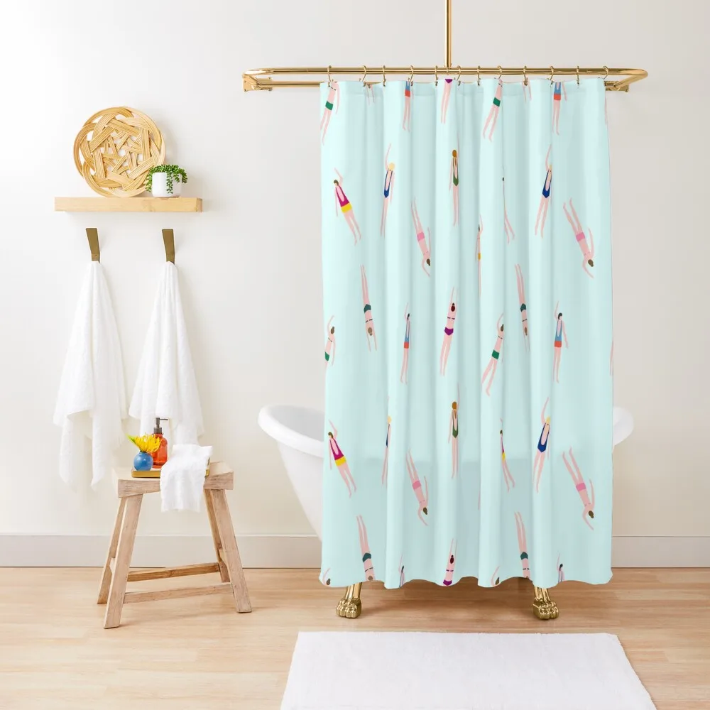 

Swimmers in the pool or sea Shower Curtain Waterproof Bathroom Shower Anime Bathroom Shower For Bathroom Curtain