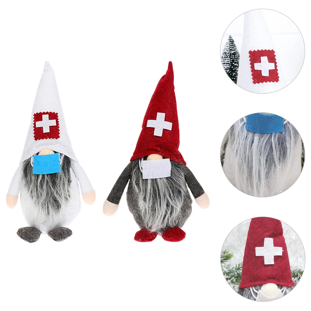 

2pcs Gnome Ornament Lovely Adornment Christmas Decor For Shop Home Office Party Xmas Decoration Gnome Ornament