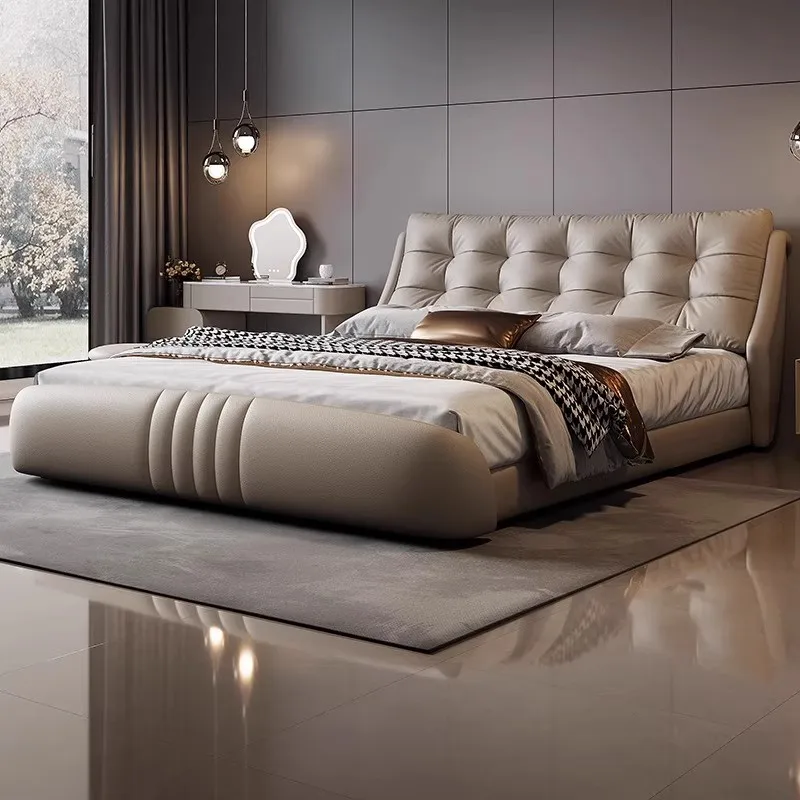 

Modern Luxury Leather Double Bed 2 People Full Size Bed Frame Beds Bases And Bed Frames 150x200 180x200 Cm Bedroom Furniture