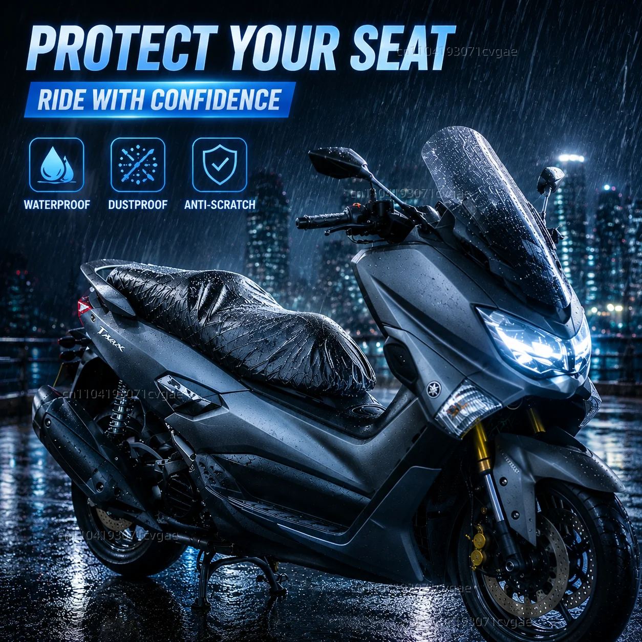 For HONDA SH125 SH125i SH300 SH300i SH 125 150i SH 300 300i Motorcycle Rain Seat Cover Waterproof Saddle Cover Black 210D UV Pro view 3