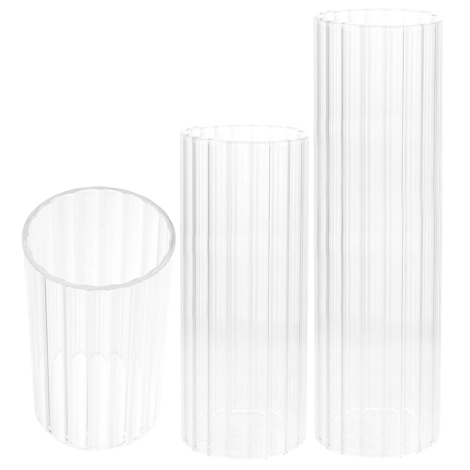 3Pcs Transparent Glass Shades Open Ended Clear Cover Decorative Holder Sleeve for Desktop Transparent Glass Shades