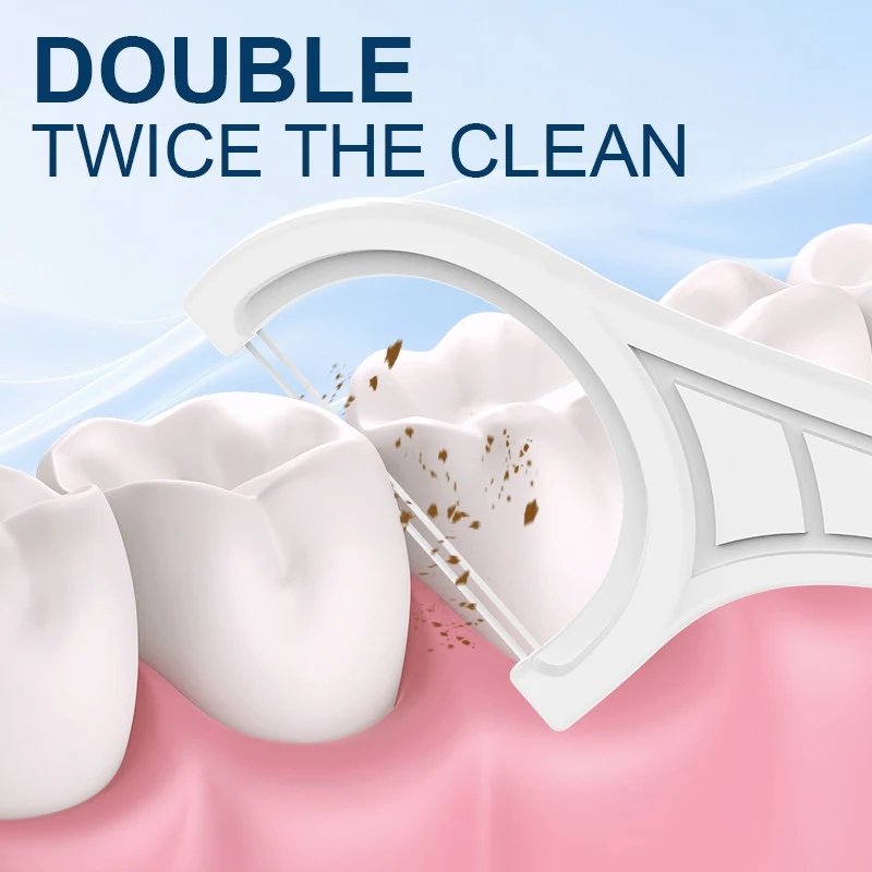 360/180 Counts Bulk Double Floss Sticks, foldable safe tip design, ultra long wrap-around floss & sturdy dual floss lines