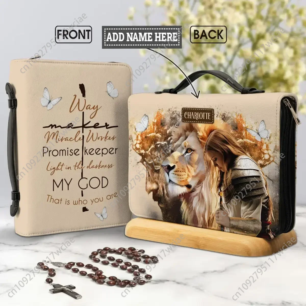 

New Style Personality Bible Cover Case for Women Lion Bible Hymn Print Leather Christian Bags Female Holy Storage Study Boxes
